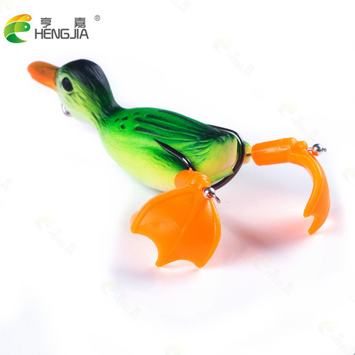 HENGJIA popular Lua double leg propeller duck bionic fake bait black fish Lua frog bait