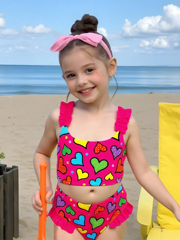 Mädchen Bikini Zweiteiler Mit Cartoon Print Für Strand Und Pool_voghion.com