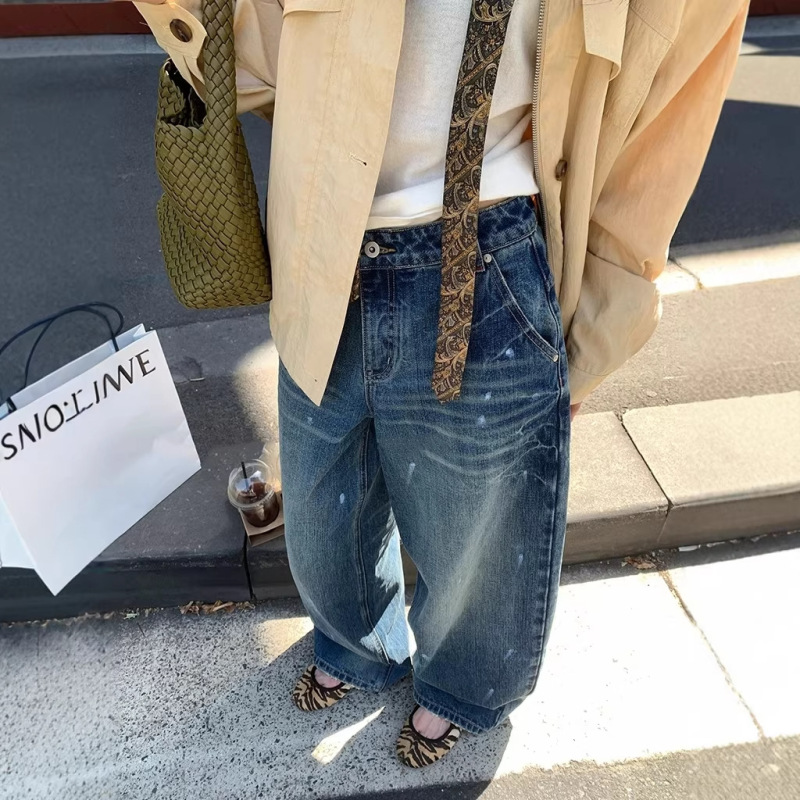 Manchester Relaxed Vibe! D Pai Designer Style 2206 Spring/Summer Heavy Wash Whiskered Denim Wide-Leg Pants