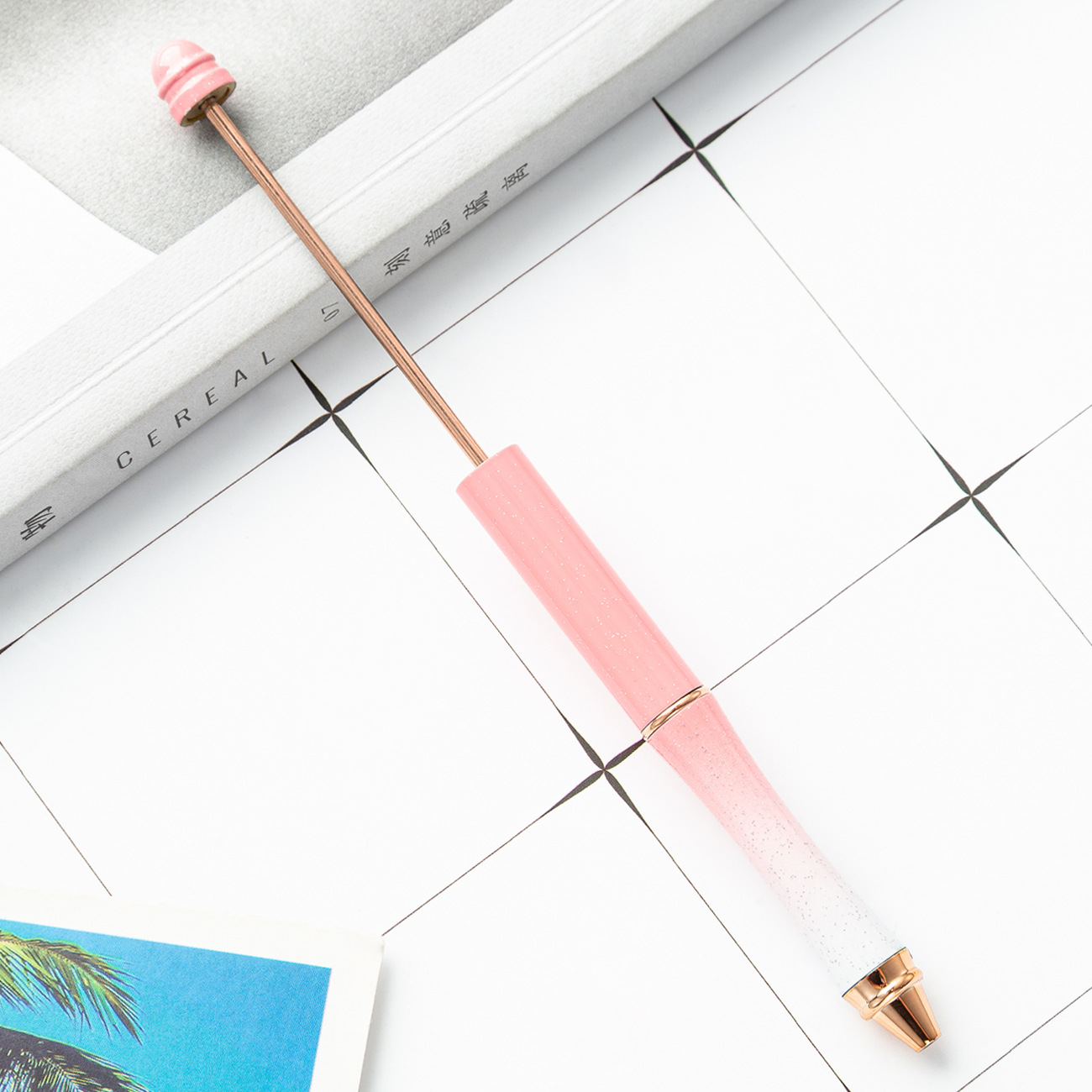 Pluma de cuentas de metal en stock al por mayor creativo con cuentas bolígrafo DIY bolígrafo personalidad metal DIY pluma con cuentas