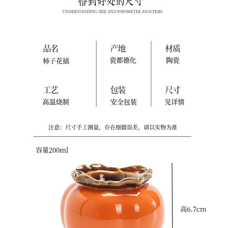 [视远创意柿子绿萝水培花瓶高级感现代风插花水养植物桌面装饰摆件]