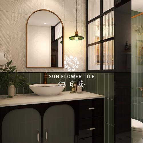 French vintage bathroom wall tiles avocado green toilet kitchen wall tiles bathroom balcony anti-slip floor tiles