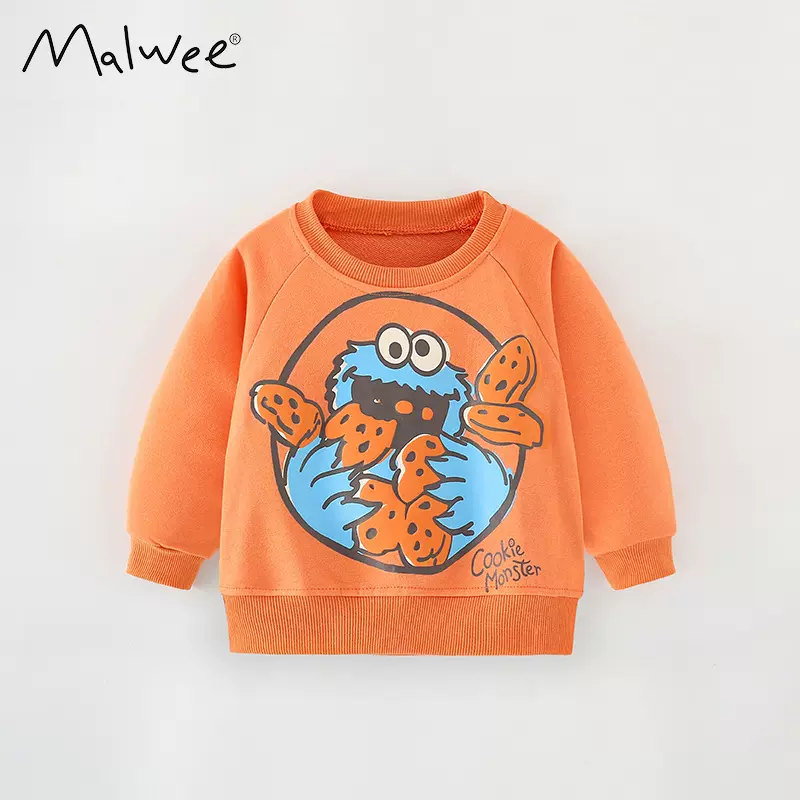 现货malwee男童卫衣秋装新款长袖打底衫欧美中小童休闲圆领儿童装