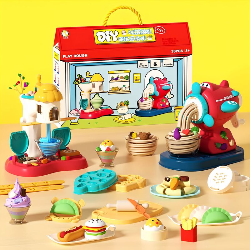 Children's Plasticine Colored Clay Noodle Machine Kindergarten Boys and Girls Handmade Toy Set Ice Cream Machine Mold