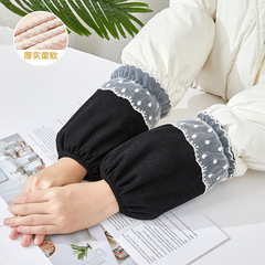 秋冬袖套2023新款羽絨服防污學生護袖蕾絲花邊短款耐髒辦公室套袖