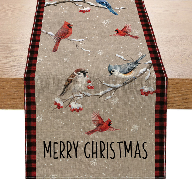 Banderas de mesa de Navidad transfronterizas personalizadas multipatrón impresas bandejas de decoración de mesa de fiesta doméstica tela de mesa image 14