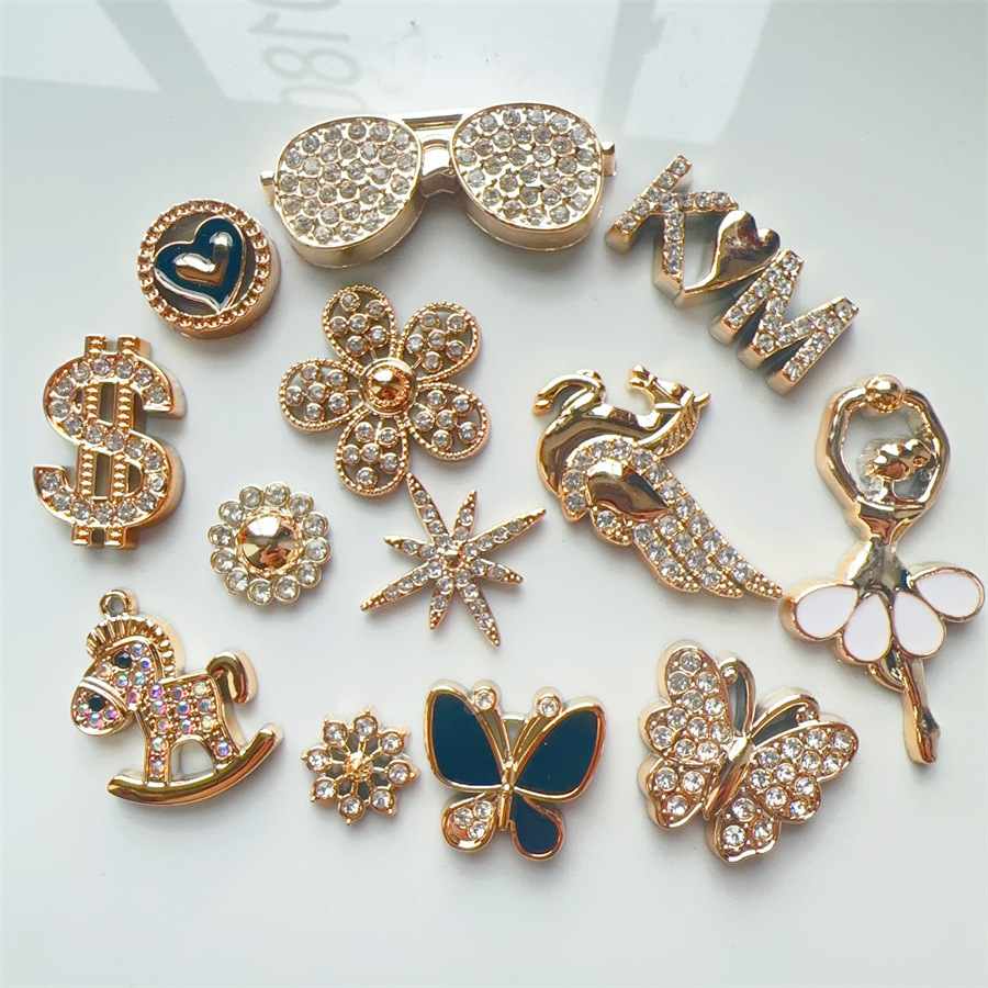 Nuevos troyanos gafas conejo ángel caja de teléfono joyería agujero hebilla de zapatos material flores accesorios joyería clips