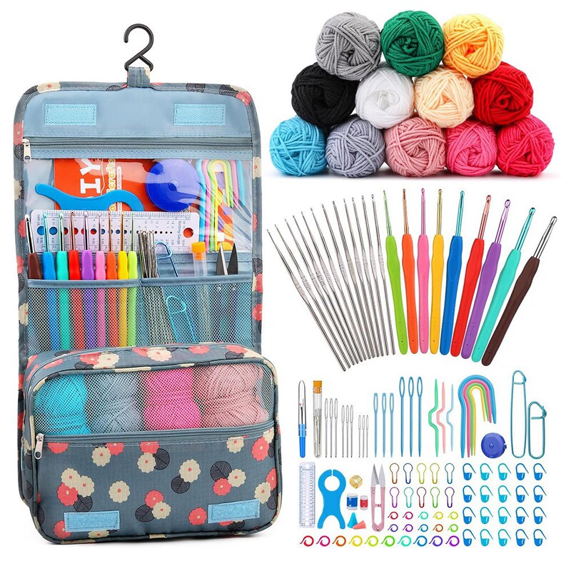 Cross border beginner crochet wool crochet hanging suit color TPR soft handle crochet sweater knitting crochet