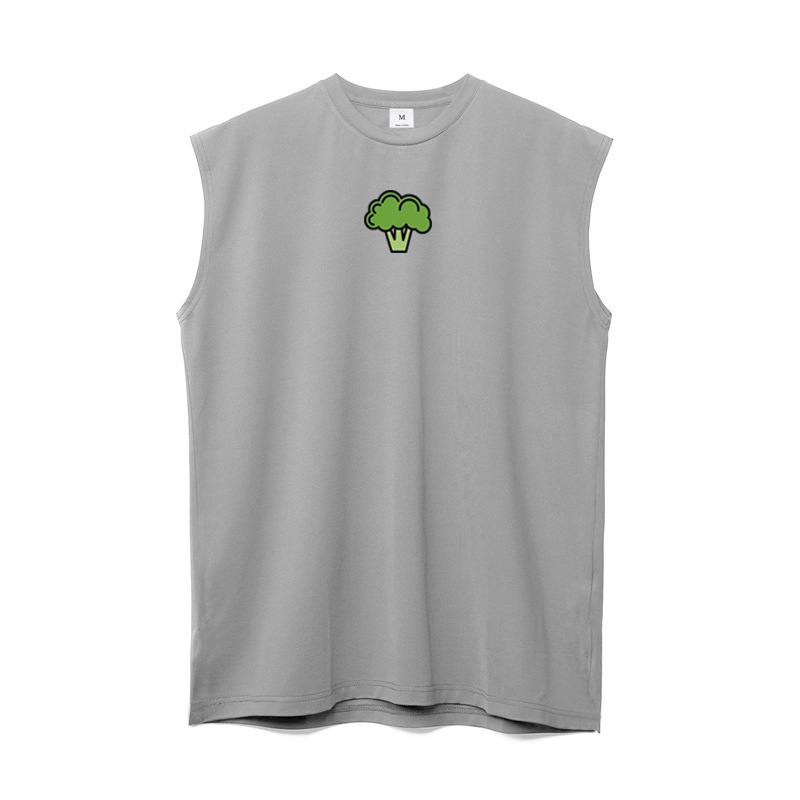 Camiseta sin mangas de verano de malla chaleco deportivo Chaleco de los hombres ins color sólido suelto casual crossbody fitness running image 9