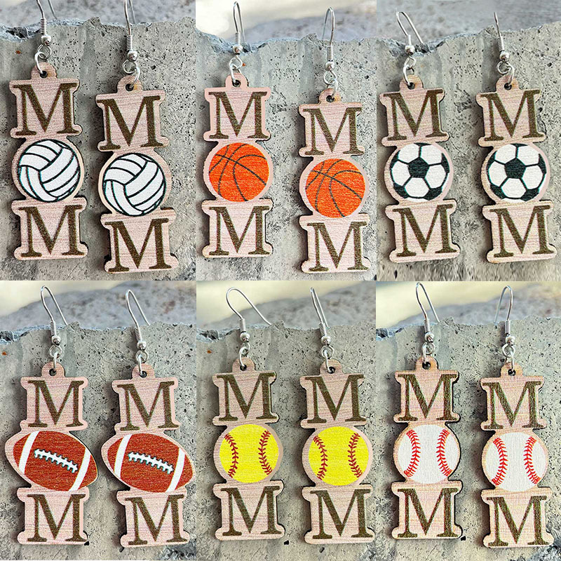 1 Pair Fashion Letter Wood Mother's Day Women's Drop Earrings display picture 3
