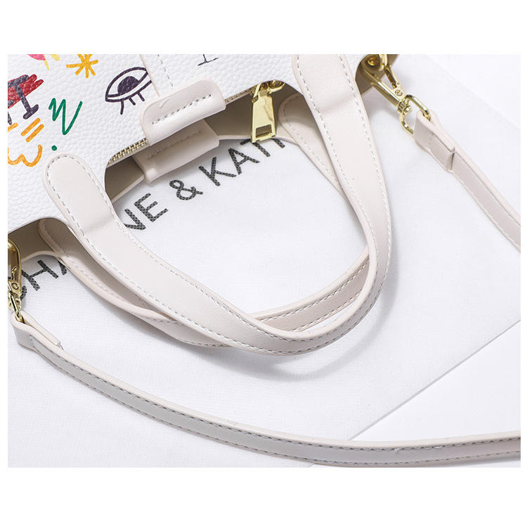 Little Bear Graffiti Basket Bucket for Women 2024 New High end Fashion Versatile Handheld Crossbody Bag_voghion.com