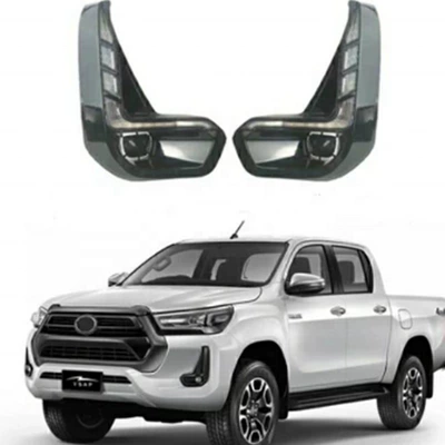 Suitable for Toyota 2020 Hailux low-profile modification front LED two-color fog lamp set daytime running lamp modification (Gündüz işıqları)