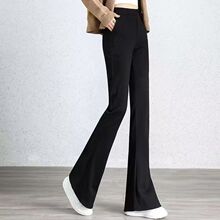 山力达迪黑色西装喇叭裤女弹力垂感2025新款高腰修身显瘦小个子休