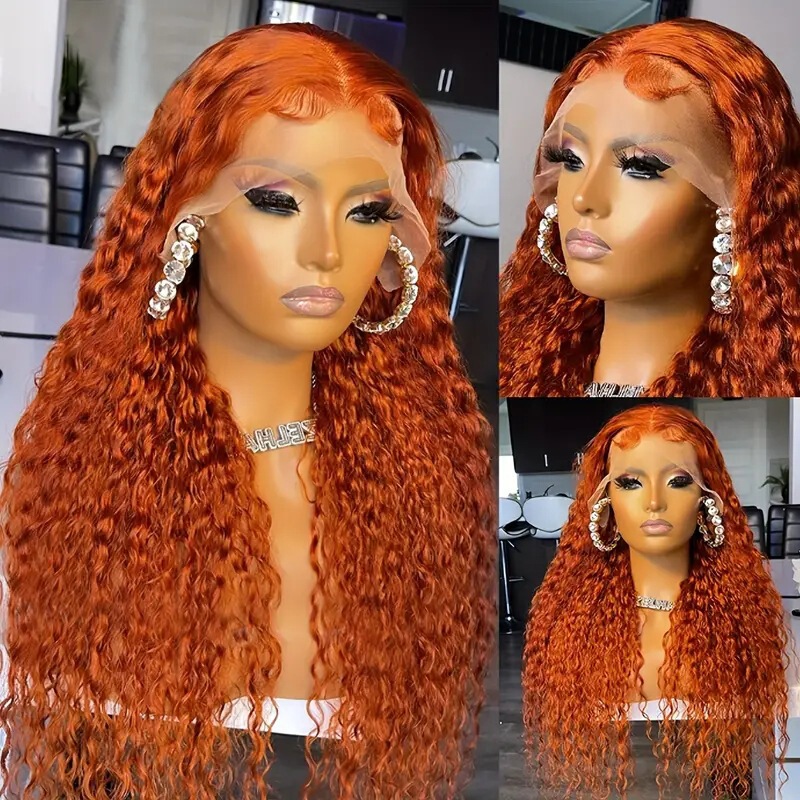 Cross-border European and American women's wigs African small curly fluffy wigs long curly wigs wigs orange