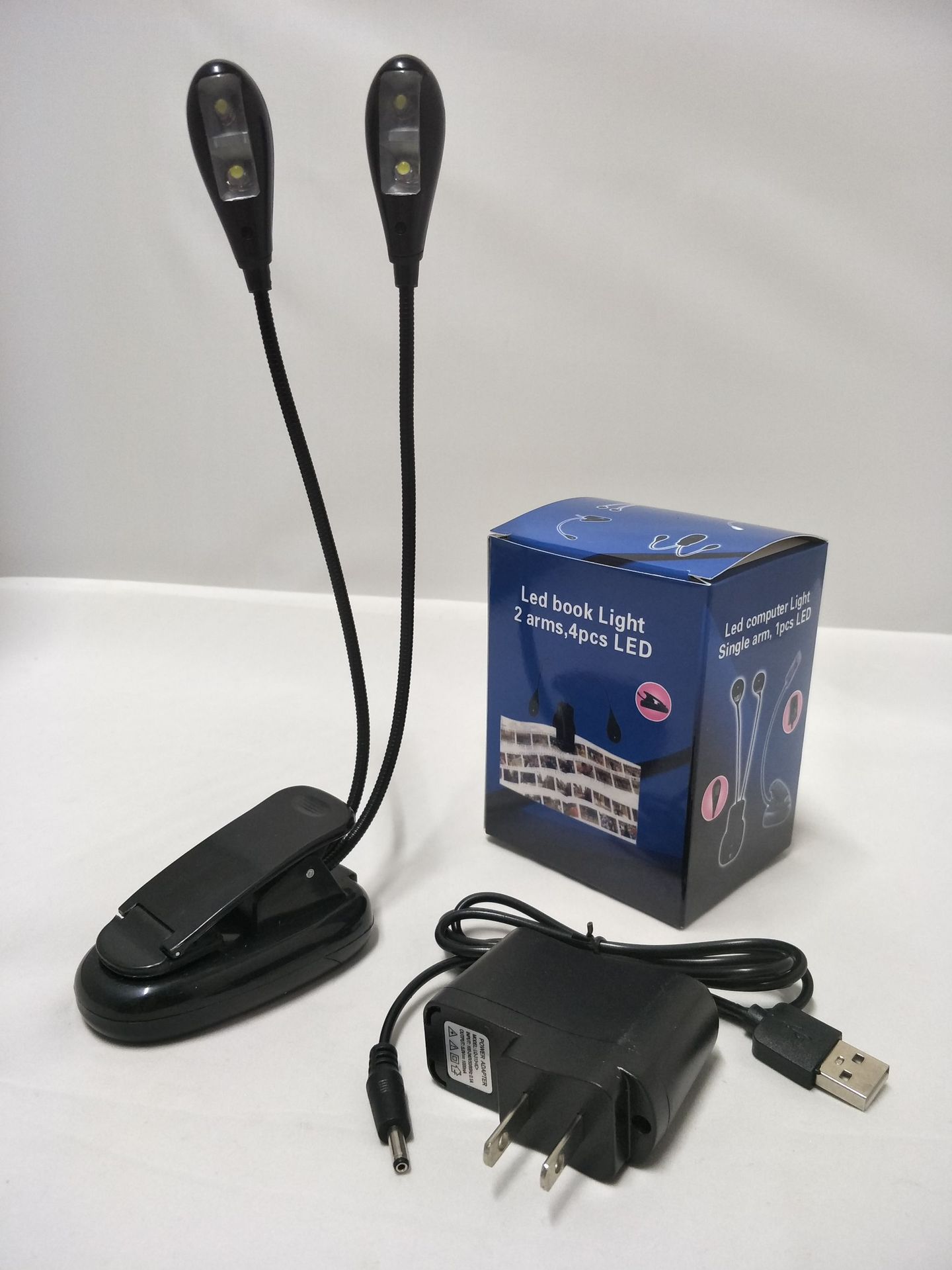 Lámpara de lectura con doble barra y 4 luces, lámpara de escritorio LED con clip de 8 luces para lectura, luz para leer partituras, luz con clip para partituras de piano.