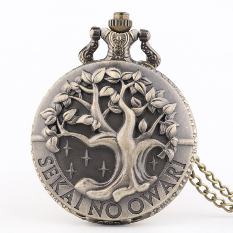 Cross-border supply money tree retro flip large watch fortune tree life tree nostalgic distressed pocket watch necklace pocket watch