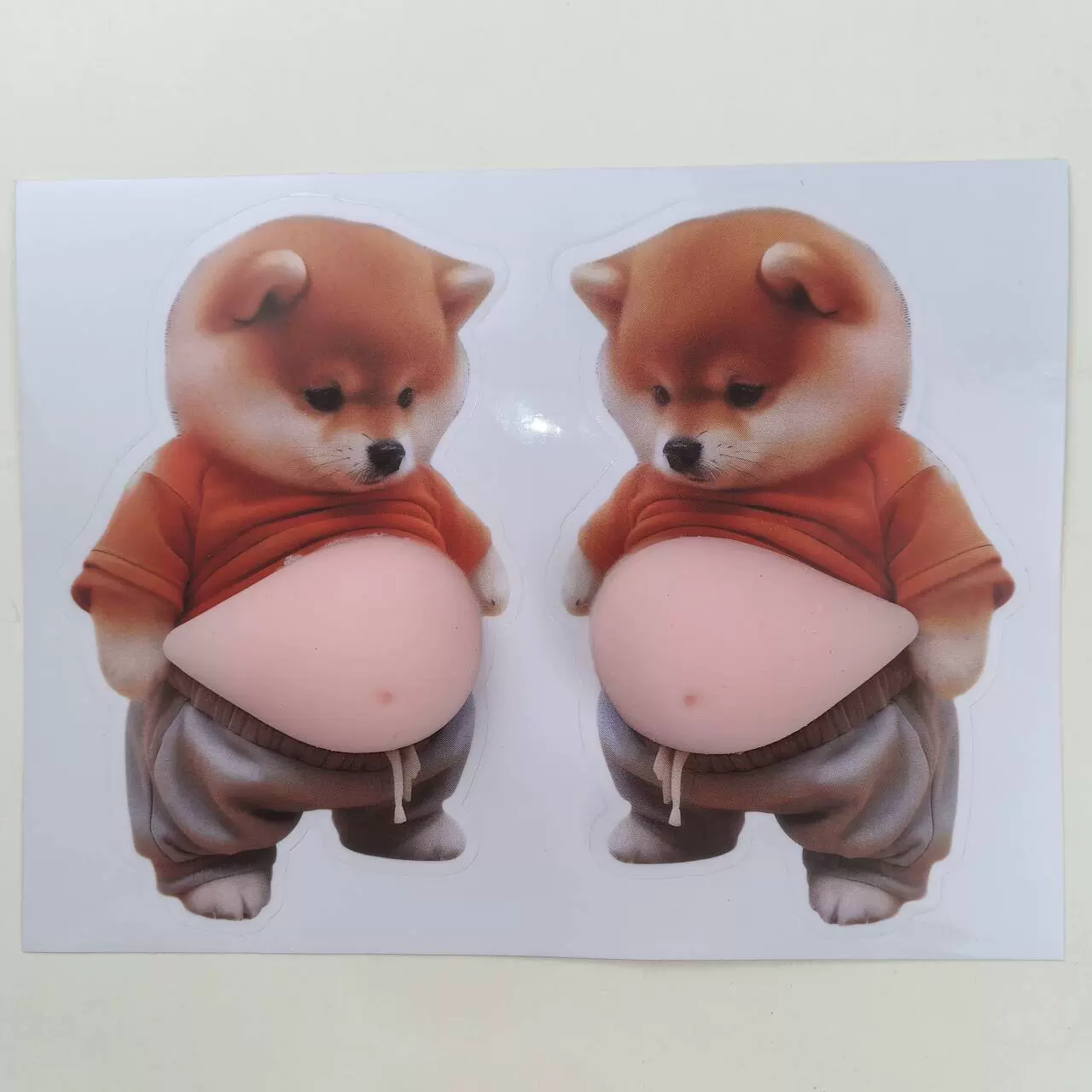 柴犬大肚皮捏捏乐可爱创意解压玩具小胖柴狗汽车防撞贴贴纸批发