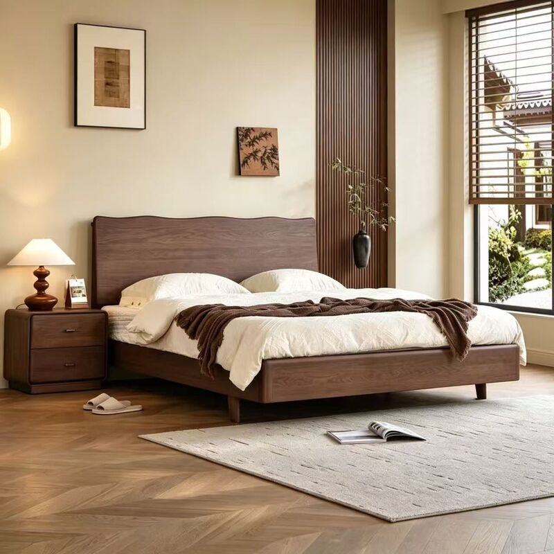 All Solid Wood Bed, Walnut Wood Bed, Master Bedroom Large Bed, Silent, Environmentally Friendly, Formaldehyde-Free, Safe, Environmentally Friendly, Silent Solid Wood Bed All Solid Wood Bed, Walnut Wood Bed, Master Bedroom Large Bed, Silent, Environmentally Friendly, Formaldehyde-Free, Safe, Environmentally Friendly, Silent Solid Wood Bed
