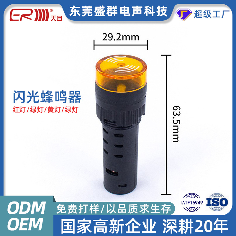 12V 24V 220V闪光蜂鸣器 防水带灯LED声光蜂鸣报警器 电源指示灯
