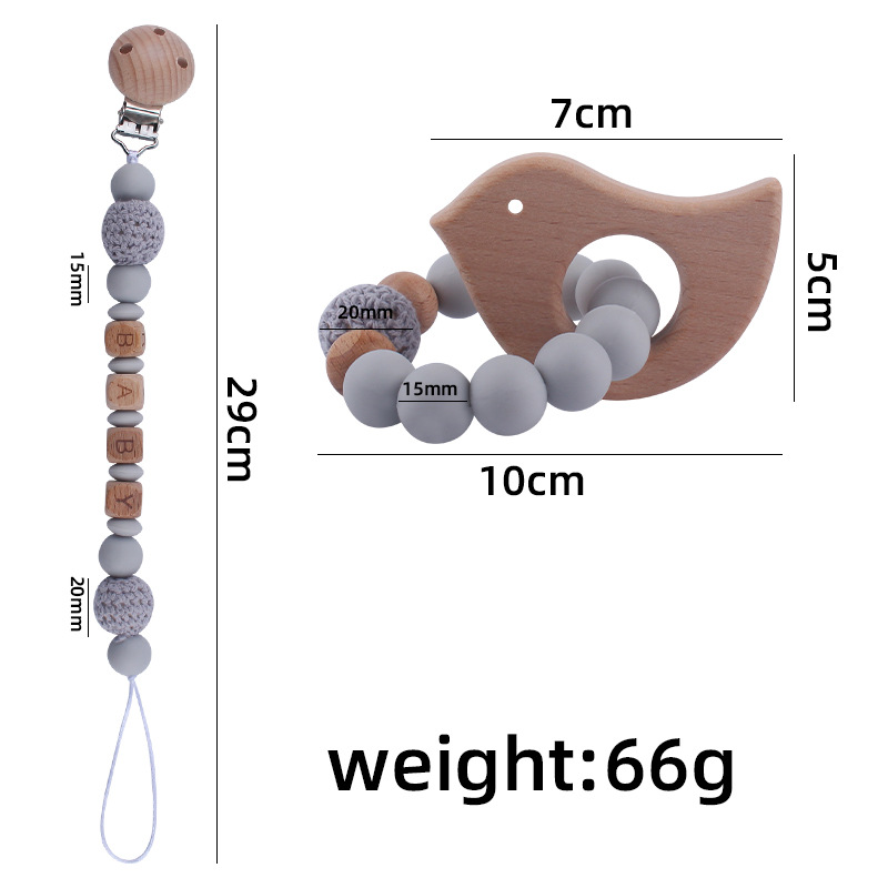 Bebé suministros de dibujos animados de haya animal pulsera de silicona DIY nombre calmante bebé molar juguete anti-caída de la cadena