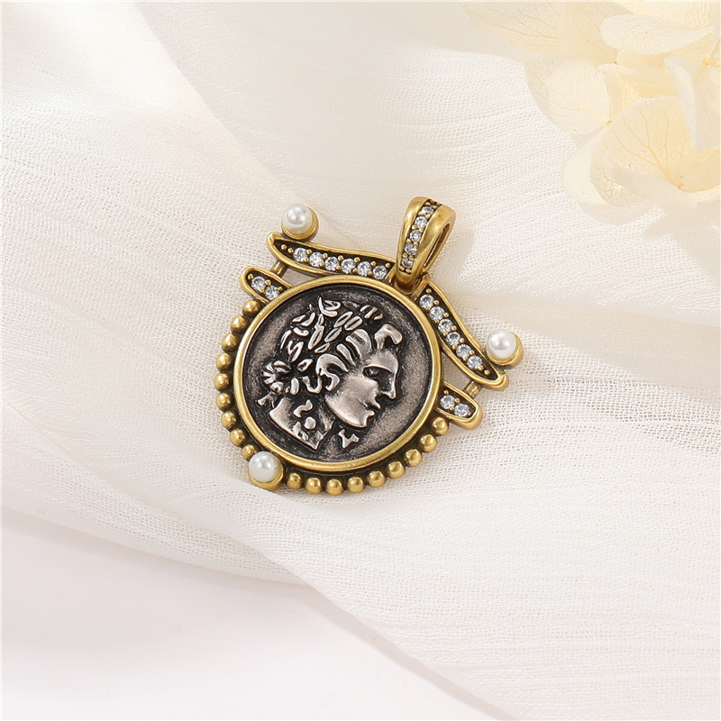 7g Weight Pendant Jewelry Making Type Artificial Pearls, Rhinestones Inlay Material DIY Jewelry Accessories Classification 1 Piece Quantity Copper Material Portrait Pattern Plating, Inlay Design Retro Style 1 Piece Copper Artificial Pearls Rhinestones Portrait Pendant 7