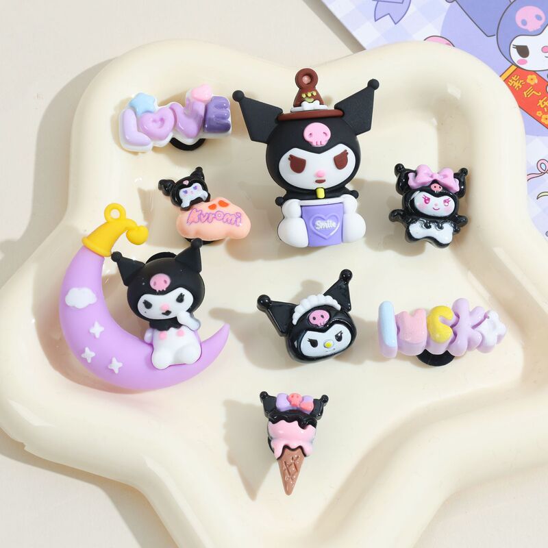 Kuromi Style Clog Shoe Accessories, Universal Cartoon Shoe Charms for Children, Versatile Kids' Clog Shoe Decorations