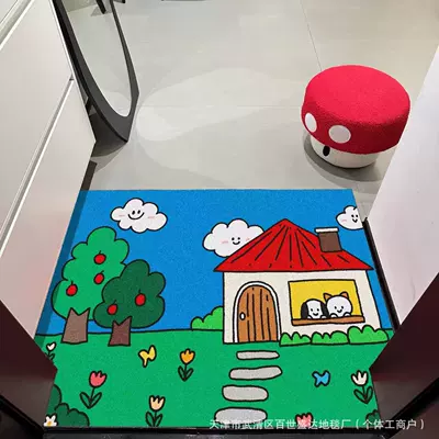 Irregular-shaped entrance door mat with silk loops, dust-removing foot mat for the entryway, can be freely cut to size (Avtomobil döşəmə paspasları) - rustic-cottage-40-60cm-horizontal-panels-wire-loop