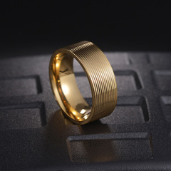 Amazon's best-selling European and American Xiyin men's jewelry threaded 8mm titanium steel ring vacuum plating ring