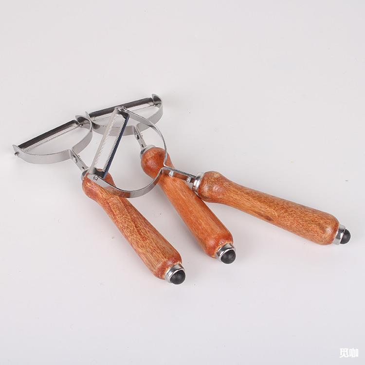 T 创意木柄削皮器不锈钢瓜果刨苹果土豆刮皮刀日用百货厨房小工具