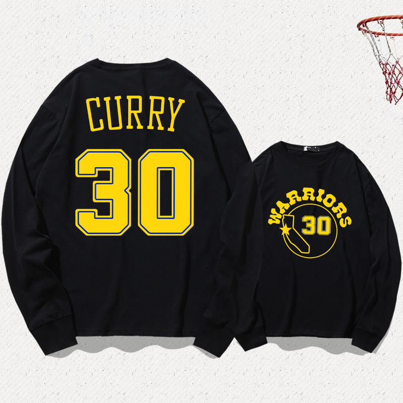 Golden State Warriors Curry No.30 Joint Basketball Long Sleeve Four Seasons Loose All-match Men's and Women's T-shirt