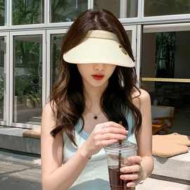 晚晚同款夏季遮阳防晒帽子女韩国户外骑行UV防紫外线空顶太阳帽