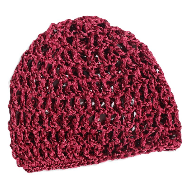 Новая Взрослая шапка для волос полая сумка головной убор сплошной цвет вязаная сетчатая шапка для волос рыболовная сеть тюрбан Кепка Заводской магазин