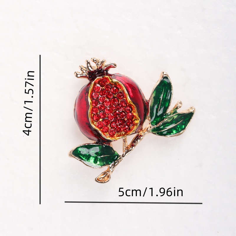 Elegante Granatapfel Brosche Aus Emaille Mit Strass Für Damen_voghion.com
