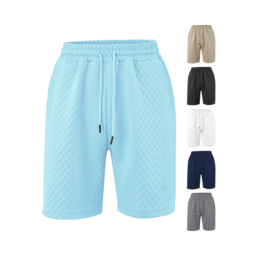 Pantalones cortos casuales de hombre de tela jacquard recta con cordón micro elástico suelto de verano TK de talla grande para hombre transfronterizo europeo y americano