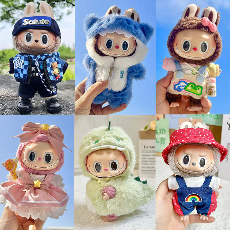 Only Selling Clothes] 17cm Pendant Blind Box Labubu Doll Clothes Keychain Labubu Doll One-Piece Clothes Cute