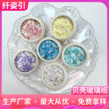 2024新款贝壳片指甲贴片美甲亮片贝壳玻璃纸装饰贴片美甲饰品现货