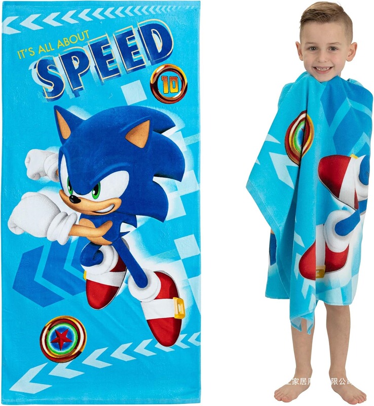 Franco Sonic Hedgehog Recycled Polyester Beach Towel, 147.32cm X 71.12cm Inches, I.E