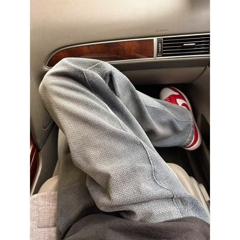 Jeans suaves estriados para hombres primavera y otoño cintura elástica estilo americano retro pantalones largos de piernas largas y largas