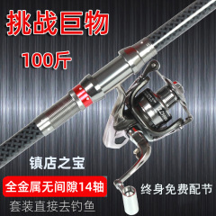 海竿套装组合特硬渔具鱼杆超硬远投抛竿甩竿金属轮大物海杆垂钓用