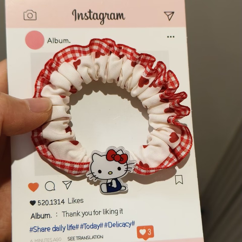 かわいい kt 猫赤いチェック柄ラブインテーストヘアバンド甘いガーリーハート多用途学生ポニーテールヘッドバンド卸売|undefined