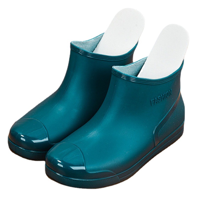 Cross-border new waterproof shoes female students rain boots low short tube fashion plastic shoes non-slip warm fleece-lined cotton overshoes