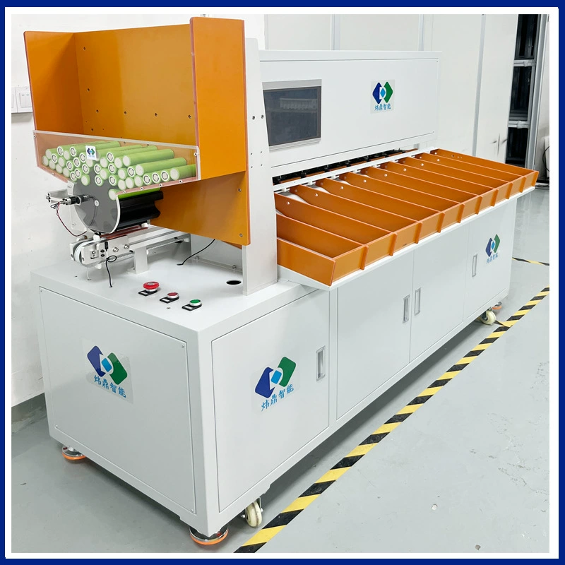Полностью автоматическая машина для сортировки батарейных ячеек 32140, универсальная машина для сортировки батарей 32650, 21700, 18650 с наклейками.