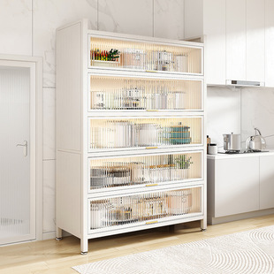 Kitchen Multi-Functional Floor-Standing Sideboard Pot Dishes Multi-Layer Storage Cabinet Microwave Oven Dust-proof Storage Rack
