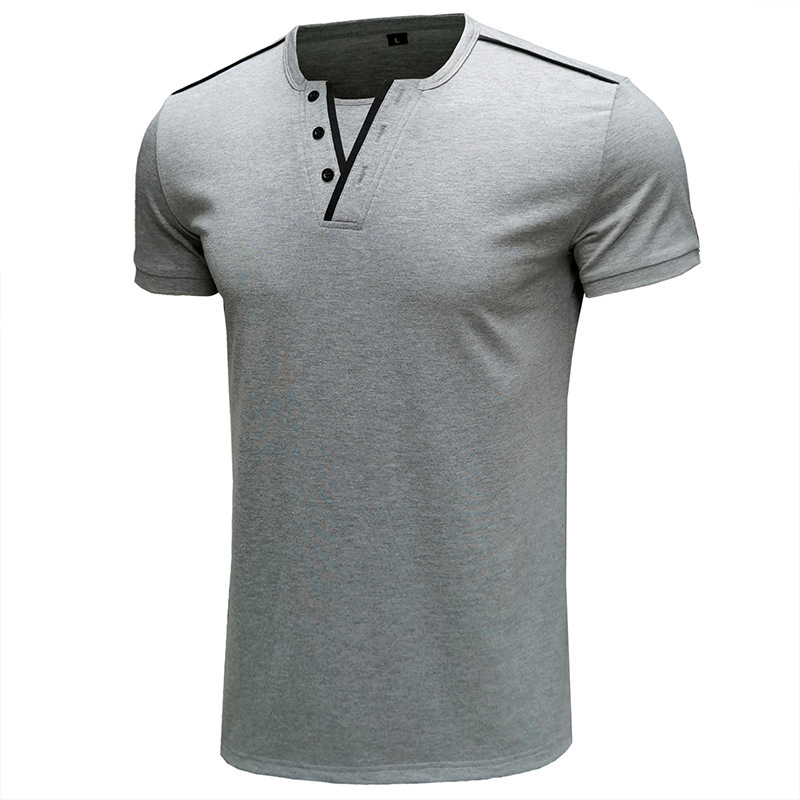 T-shirt a maniche corte da uomo versatile di nuova moda estiva T-shirt con scollo a V da uomo europeo e americano_voghion.com