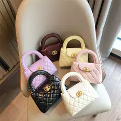 Small Chanel-style Lambskin Diamond-quilted Lock Handbag Kelly Bag Women's 2025 Summer New Fashion Chain Crossbody Mini Bag
