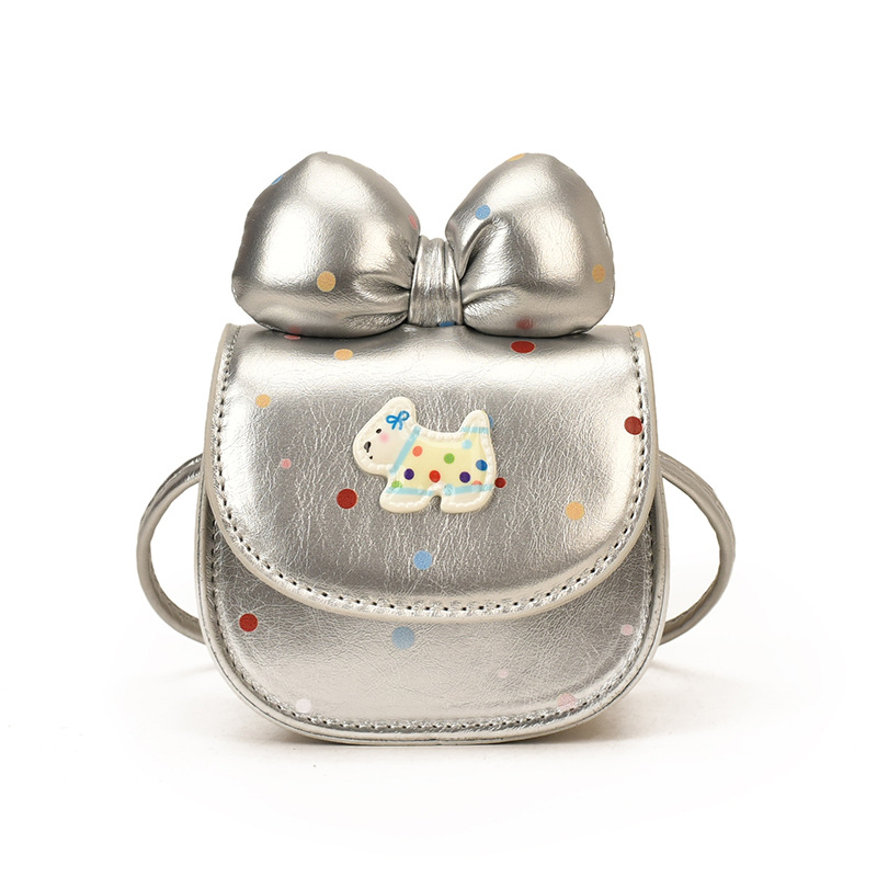 2026 nuevo bolso infantil caricatura perrito lindo arco bolso de cambio de moda punto de onda bolso accesorios de niña pequeña