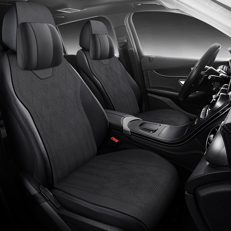 Car Seat Cushion, Universal for All Seasons, Breathable Suede Leather, High-End Saddle Cushion, Suede Perforated Seat Cover, Winter Small Waist