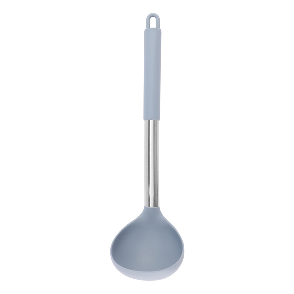 Cuchara para Sopa de Silicona 430 con Mango de Acero Inoxidable, Antiadherente, para Cocina