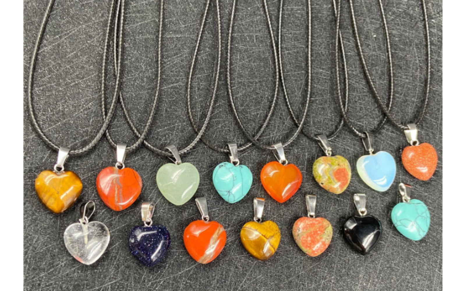 Korean Style Heart Shaped Agate Multicolor Necklace Pendant display picture 10