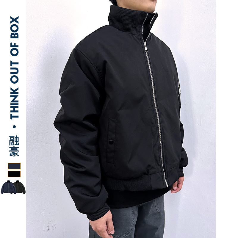 American Style Pilot Jacket Autumn Winter Warm Short Thickened Stand Collar Cotton Coat Men's Outerwear_viptrois.com